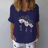 Women's Casual Print Cotton And Linen  Short Sleeves T-Shirt Blouse Tops
