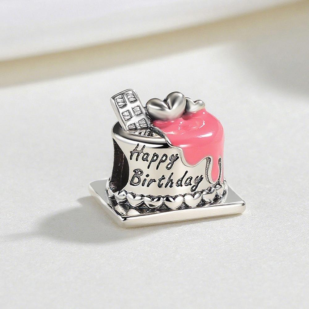 New copper Charm Happy Birthday Cake Bead Charms Jewellery Making Ideal For Classic Bracelets Women Fashion Jewellery Do It Yourself Gifts