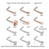 Stainless Steel L Shaped Nose Rings Cz Nose Stud Body Piercing Jewelry
