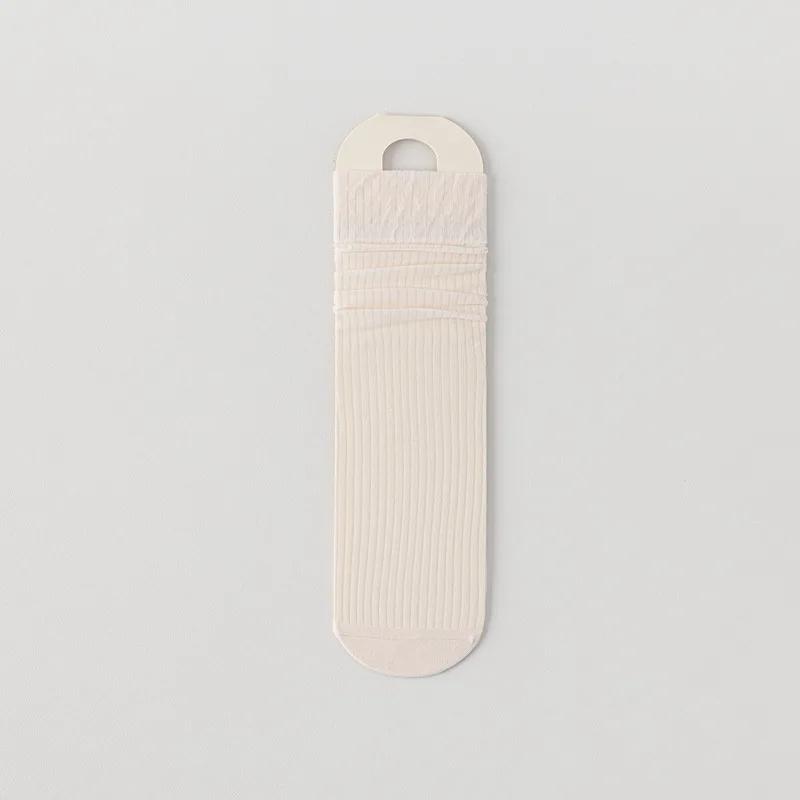 Summer Women Socks Hollow Out Mesh Thin Breathable Middle Tube Socks Women Ultra-thin Solid Color Black White Elastic Long Socks