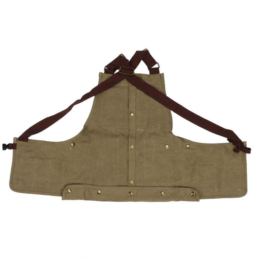 Camping Apron Vest Multifunctional Adjustable Reinforced Edges Casual Vest for Outdoor Fishing Photography Khaki