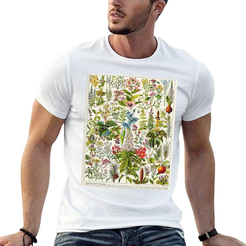 Adolphe Millot Plantes Medicinales Vintage French Botanical Illustration TShirt No Iron Casual Short Sleeve Top