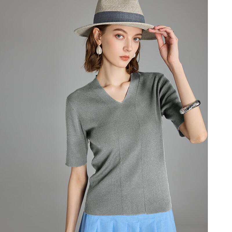 Wudao French V-Neck Knit Short Sleeve Top