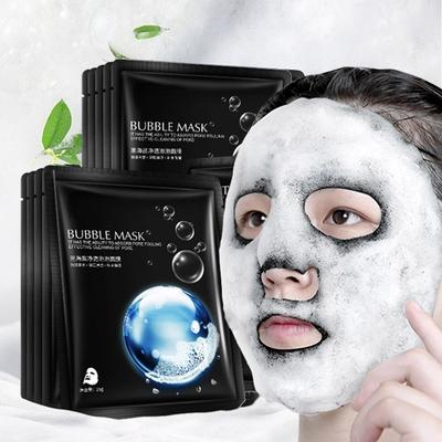 1/5/10pcs Black Sea Salt Pure Moisturizing Bubble Facial Mask Deep Cleansing Oil Control Skin Rejuvenation, Gentle Facial Care Facial Mask