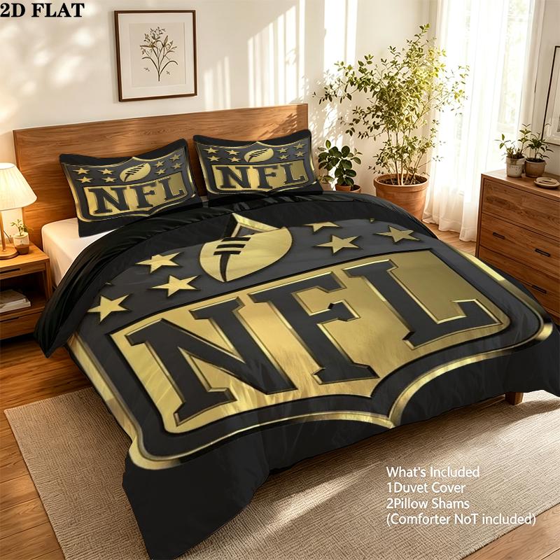 National Football League Muster Bettwäsche Steppdecken-Set Bettdeckenbezug Kissenbezug Heimdekoration Geburtstagsgeschenk (1 * Bettbezug + 2 * Kissenbezug ohne Füllung)