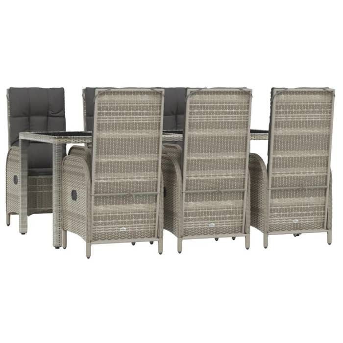 VidaXL Garden Dining Set and Cushions 7 Pcs Grey Rattan, Dining Set, Dining Set 3185027