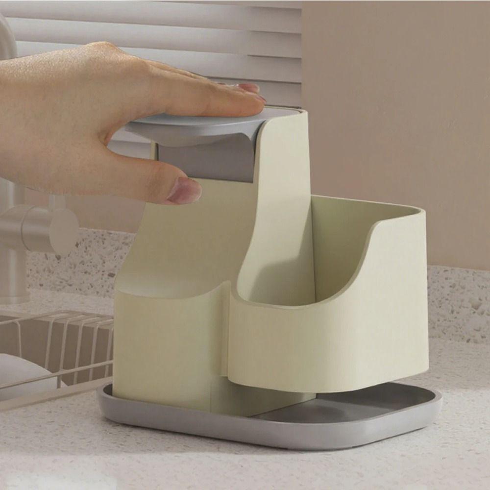 2-in-1 Hand Soap Dispenser with Sponge Wipe Hand Soap Pump Manual Press Soap Box Leak-Proof Press Type Dual Soap Dispenser