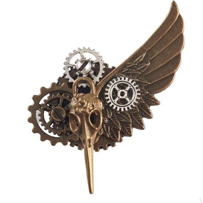 Broche Engrenage Steampunk Aile d'Ange Épinglette Costume Bijoux Mode Badge Crâne pour