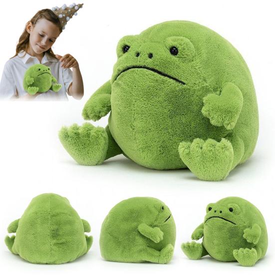 Grünes Frosch-Puppenspielzeug, Stofftier, Plüsch-Froschfigur, Umarmungskissen, Heimdekoration für Kinder, Erwachsene, Mädchen, Jungen