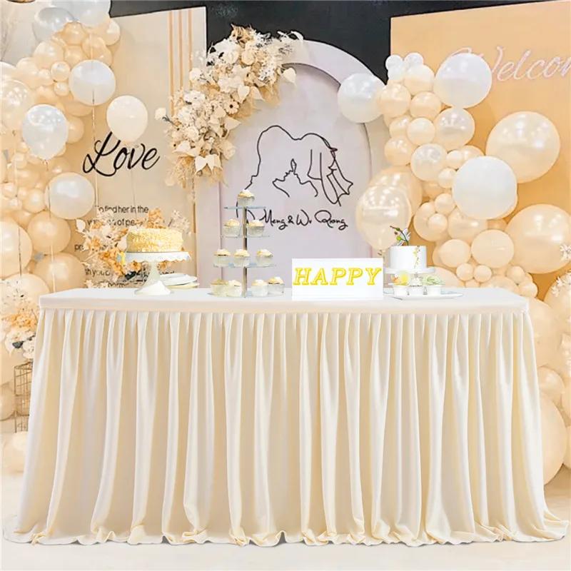 Party Table Skirt Birthday Pleated Dessert Tablecloth Cover Wedding Festive Table Skirting Baby Shower Home Table Decor