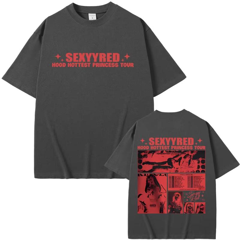 Rapper Sexyy Red Hood Hottest Princess Tour T Shirt Unisex Women Vintage Hip Hop Oversized Short Sleeve Tshirt Tops Cool Streetwear