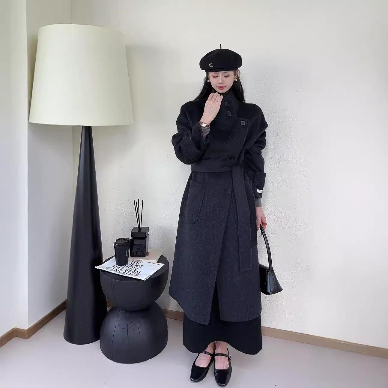 

Новое осенне-зимнее двухстороннее шерстяное пальто длинное корейское свободное повседневное шерстяное пальто M