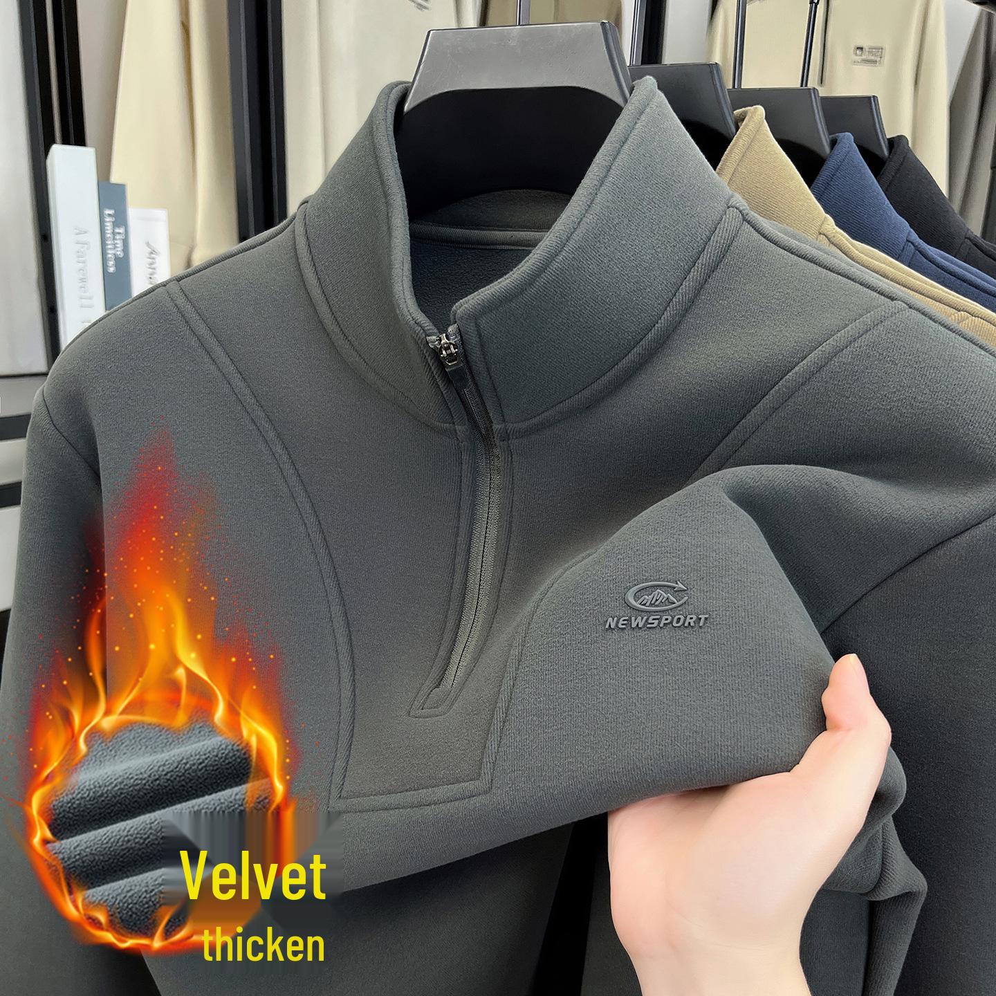 

Men s 2025 Fleece-Lined Half-Zip Hoodie, Trendy, Warm, Cold-Resistant Base Layer XL-175