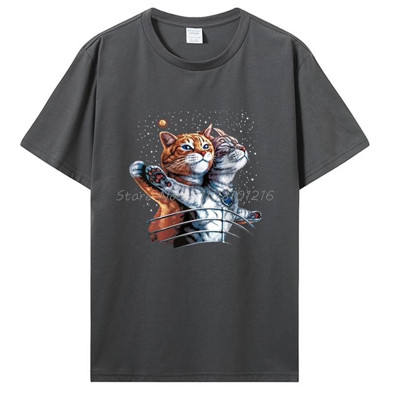 Stylish Spoof Falcon Print T-shirt Cartoon Cat Short Sleeve O-Neck Cotton Tshirt Casual Fitness Tops Men's Clothing Streetwear