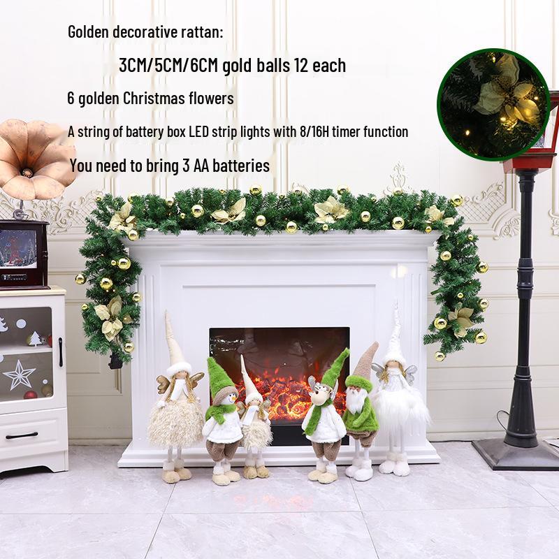 2.7m Lighted Christmas Rattan Garland for Store Displays and Escalators