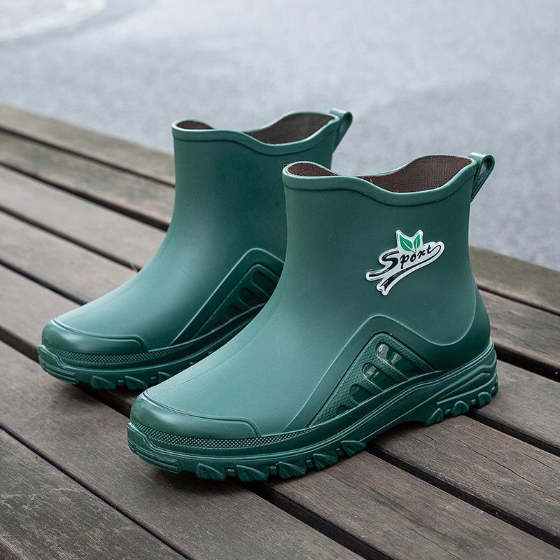 Short Rain Shoes Women's New Fashion Casual Thermal Shoes Overshoes Non-slip Velvet Student Rain Boots Water Shoes Women