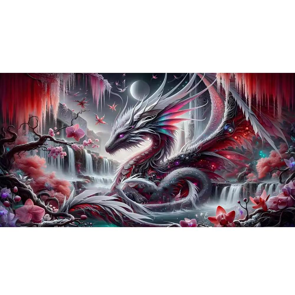 Large Size Mosaic DIY Full Diamond Painting Kits Art Fantasy Girl and Dragon Embroidery Cross Stitch Rhinestones