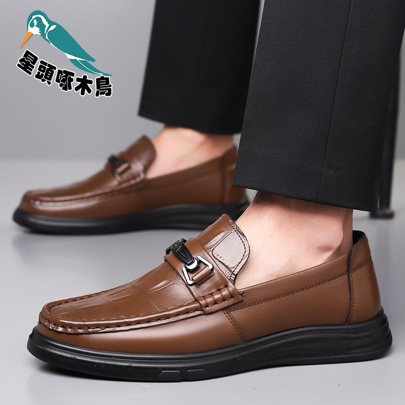 Spring Men's Leather Shoes Business Dress Commuter Work Shoes Men's Suit Groom Knot Leather Shoes