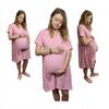 Maternity Nightgown for Childbirth Cotton Short Sleeve Size Light Pink