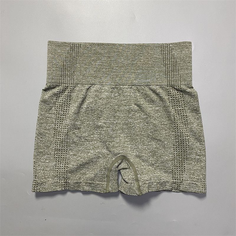 

American Style Women s High-Waisted Seamless Elastic Tight-Fitting Quick-Dry Breathable Sports Fitness Running Yoga Shorts Three-Quarter Length Shorts Khaki Green M