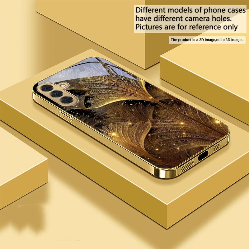 Sens Artistique Aiguille d'Or Pour Samsung Galaxy S26 S20 FE S21 S22 S23 Plus S24 Ultra 25Ultra S21+ S9 S22 S8 Coque de téléphone en verre doré