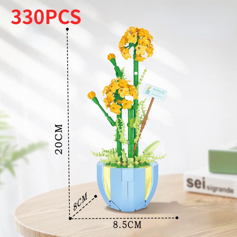 New Mini Building Blocks Toys For Girls Bonsai Bricks Potted Flowers Blossoms Plants Construccion Kids Adult Toys Christmas Gift