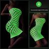 Glow-in-the-Dark Sexy Fishnet Bodysuit with Fluorescent Bandeau and Plus Size Glowing Stockings