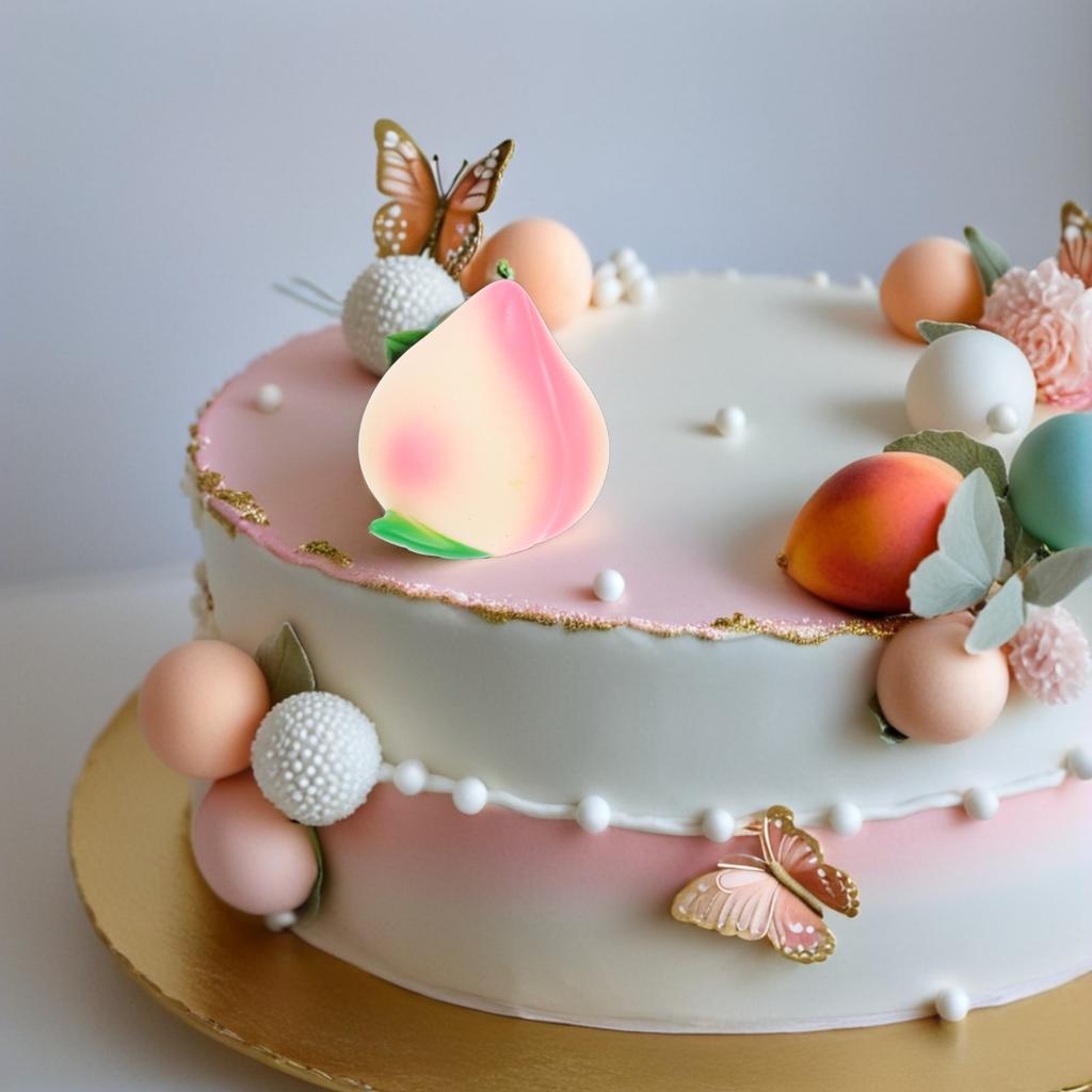 5Pcs Birthday Cake Decor Vinyl Longevity Peach Retro Style Birthday Party Cake Decor Ornament for Hotel Bar Restaurant