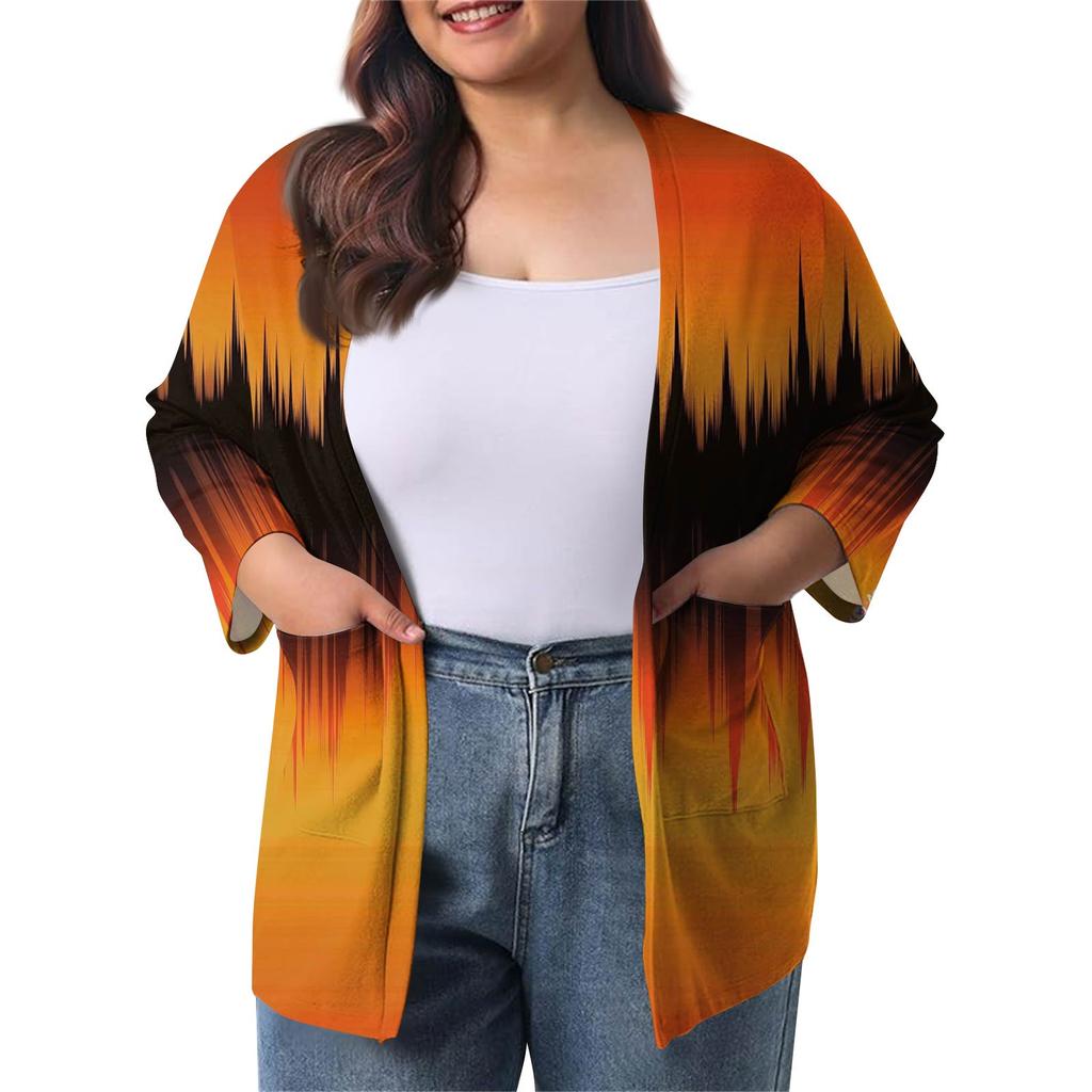 Women's Fall And Winter Fashion Casual Soild 3/4 Sleeve Mid-Length Cardigan Jacket