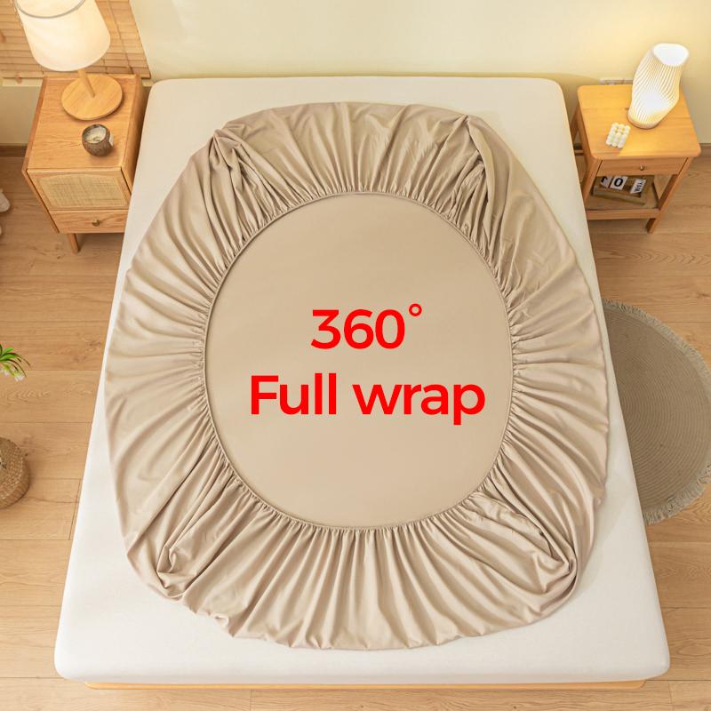 Solid Color Brushed Fitted Bed Sheet Set with 2 Pillowcases Soft Comfortable Non Slip Mattress Protector Cover for Single Double