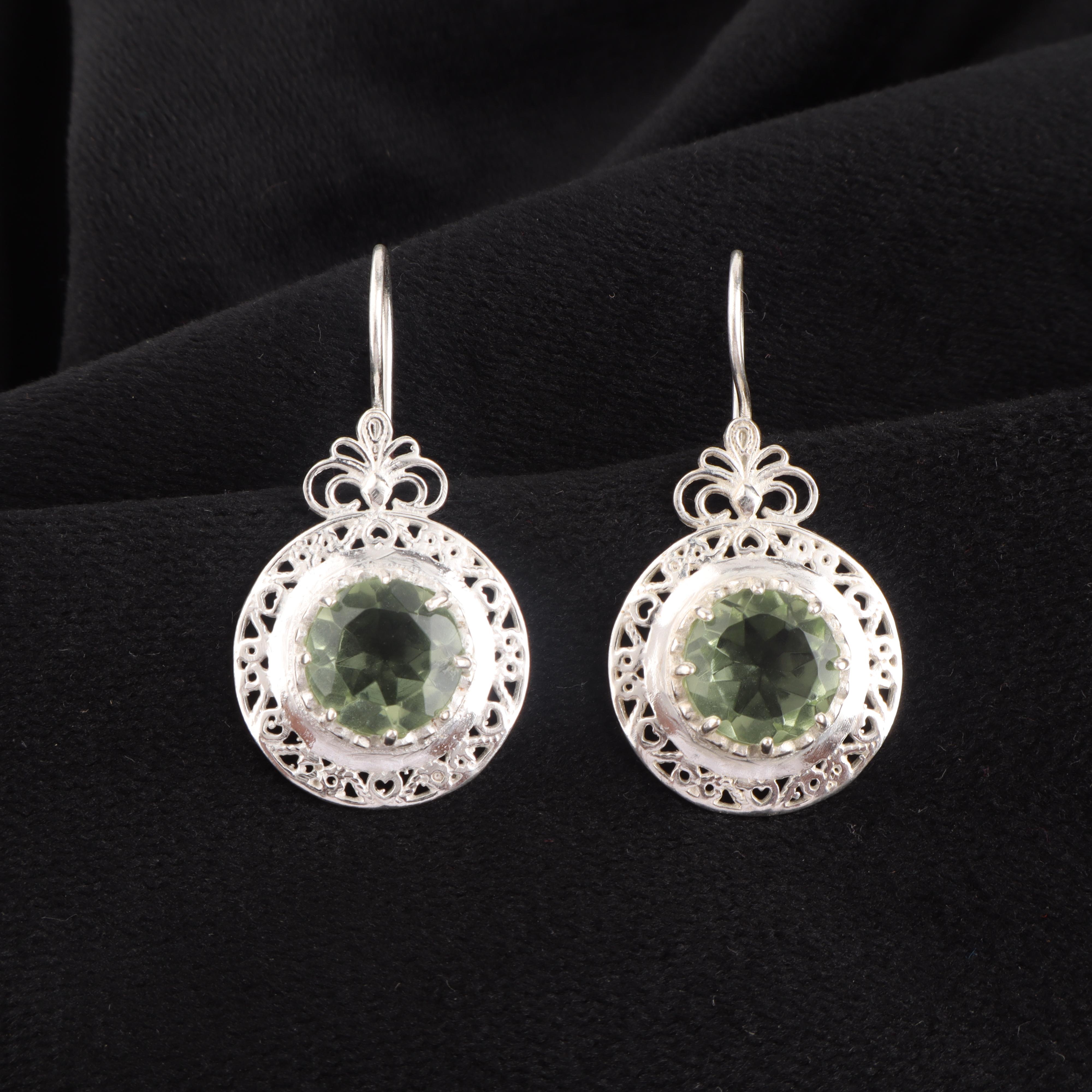 

Green Amethyst Gemstone Earring 1.5 , 925 Sterling Silver Jewelry, February Birthmonth Gift, Amethyst Earring, Thanksgiving Gift For Her CE-25-14