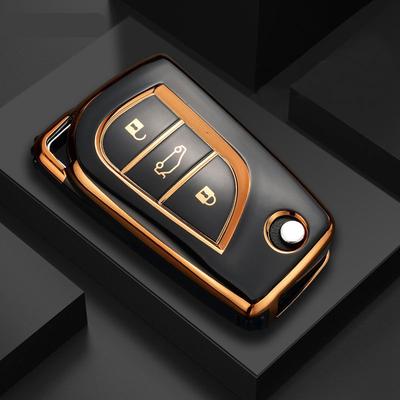 Moda tpu carro flip chave caso capa escudo fob para toyota hilux yaris rav4 corolla avensis aygo versão scion tc auris acessórios