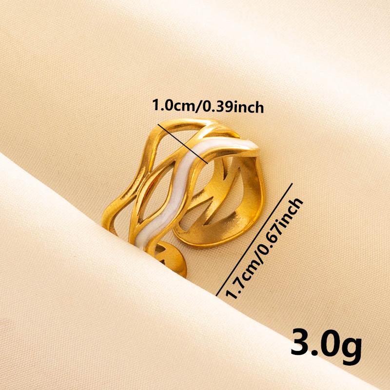 Bohemian Gold Color White Enamel Open Rings Luxury Irregular Stainless Steel Adjustable Finger Ring Women Charm Jewelry Gifts