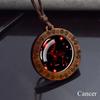 12 Constellation Necklace Starry Sky Zodiac Round Glass Wood Pendant Necklace Birthday Gift Couples Jewelry