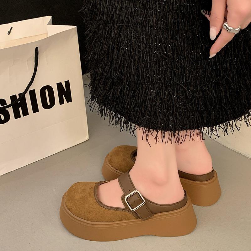 Baotou Half Slippers Women's Outer Wear Spring and Summer New Thick Bottom Heightening Music Lazy