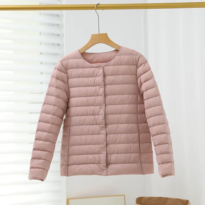 2024 Women's Lightweight Slim Fit Down Jacket: Short Style Autumn/Winter Korean Fashion, Plus Size, Round Neck, Thin Inner Layer