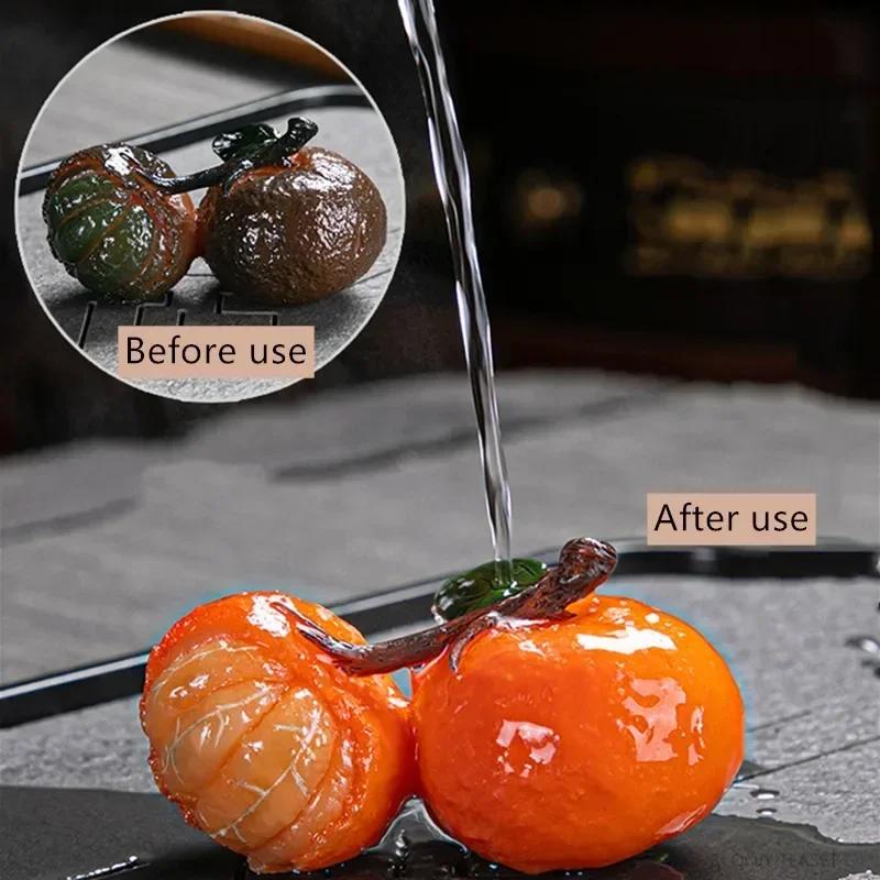 Chinese Resin Color Changing Tea Pet Lucky Orange Model Tea Figurine Ornaments Home Tea Set Decoration Accessories Crafts