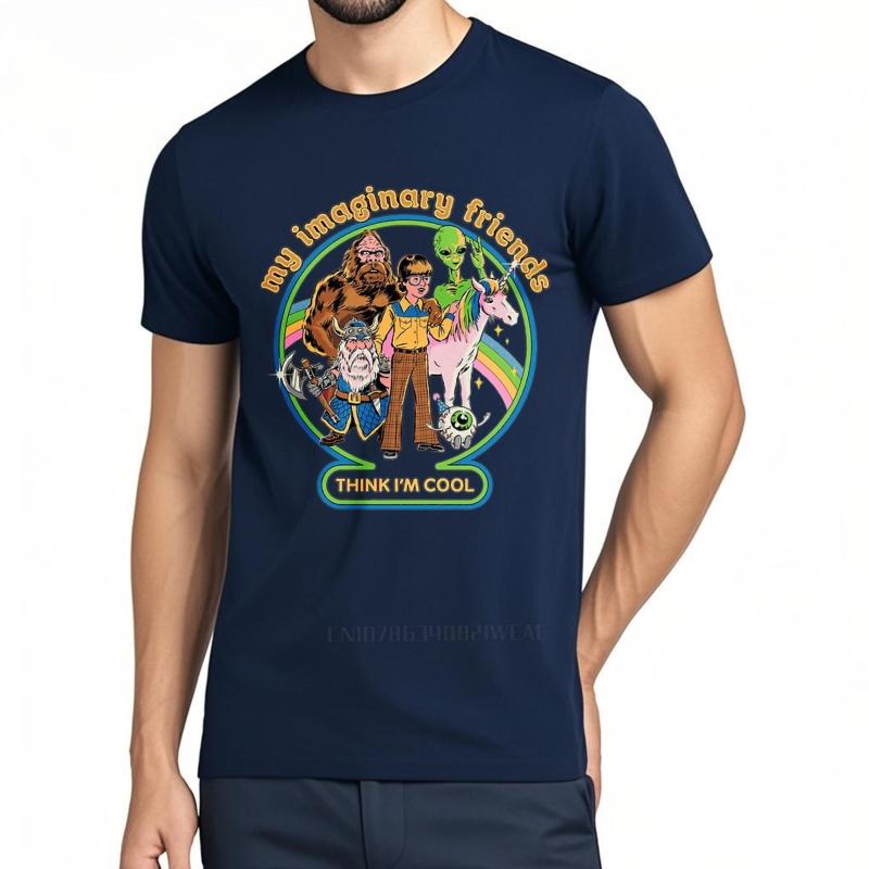men brand tshirt Streetwear summer Teenagers t shirt My Imaginary Friends Think Im Cool Short Sleeve Adult Oneck Top tees
