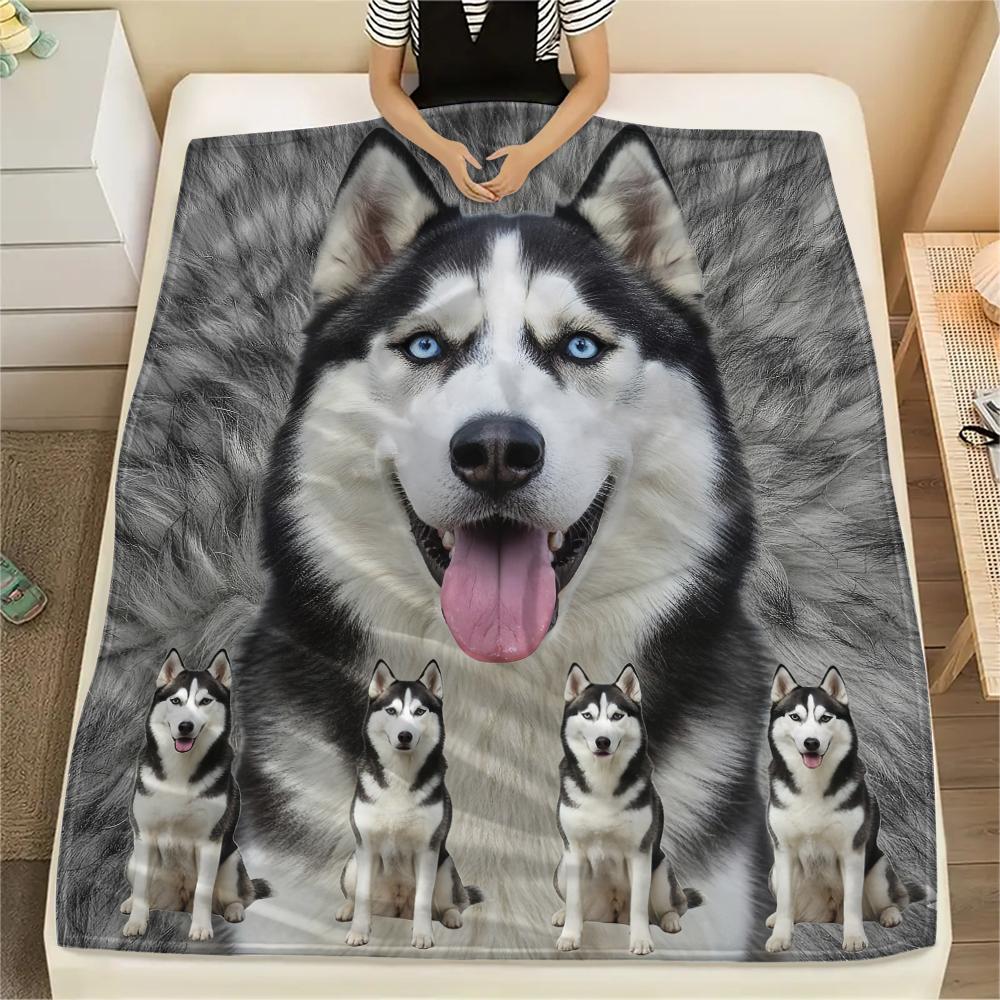 1 st Golden Retriever Husky Tryck Flanellfilt, Hög kvalitet Bekväm för Alla Årstider, Heminredning, Värme och Komfort, Perfekt för Gåvor