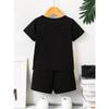 Two Piece Set Boys Short Sleeve Suit Vitality Tricolor Patch Color Designed for Active Boys
