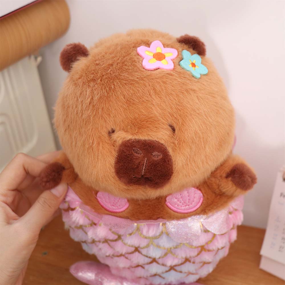 Simulation Mermaid Capybara Plush Cartoon Capibara Fluffty Doll Capybara Plush Toy Home Decor