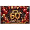 60th Birthday Backdrop Glitter Gold Finish Happy 60th Birthday Banner Birthday Photo Display Champagne Glass Elements