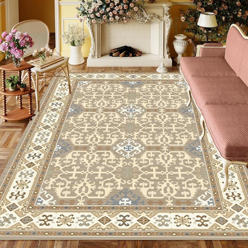 American Style Retro Carpet Living Room Sofa Bedroom Bedside Study Kitchen Entrance Door Rug Non-slip Light Luxury Decor Mat