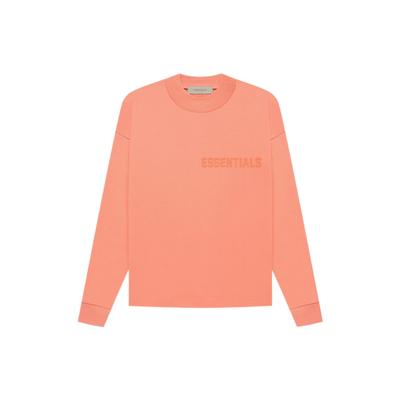 Essentials FW22 Long Sleeve Tee with Embossed Logo Unisex Tops Coral-Red FOG-FW22-055
