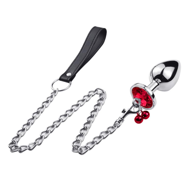 Analplug Sexspielzeug Edelstahl Glattstahl Buttplug mit Glöckchen rundem Kristallanhänger