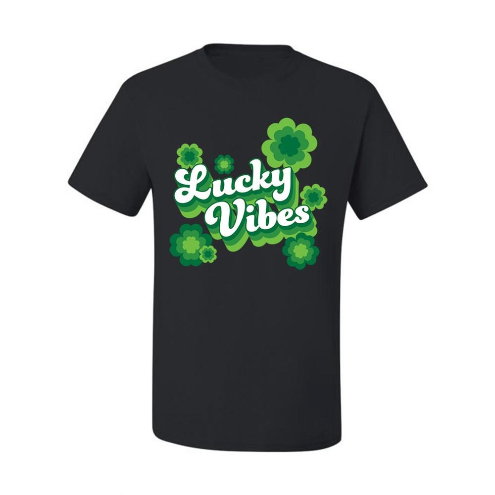Lucky Vibes Shamrocks St Patricks Day Men Graphic Tshirt Unisex T-Shirt XL
