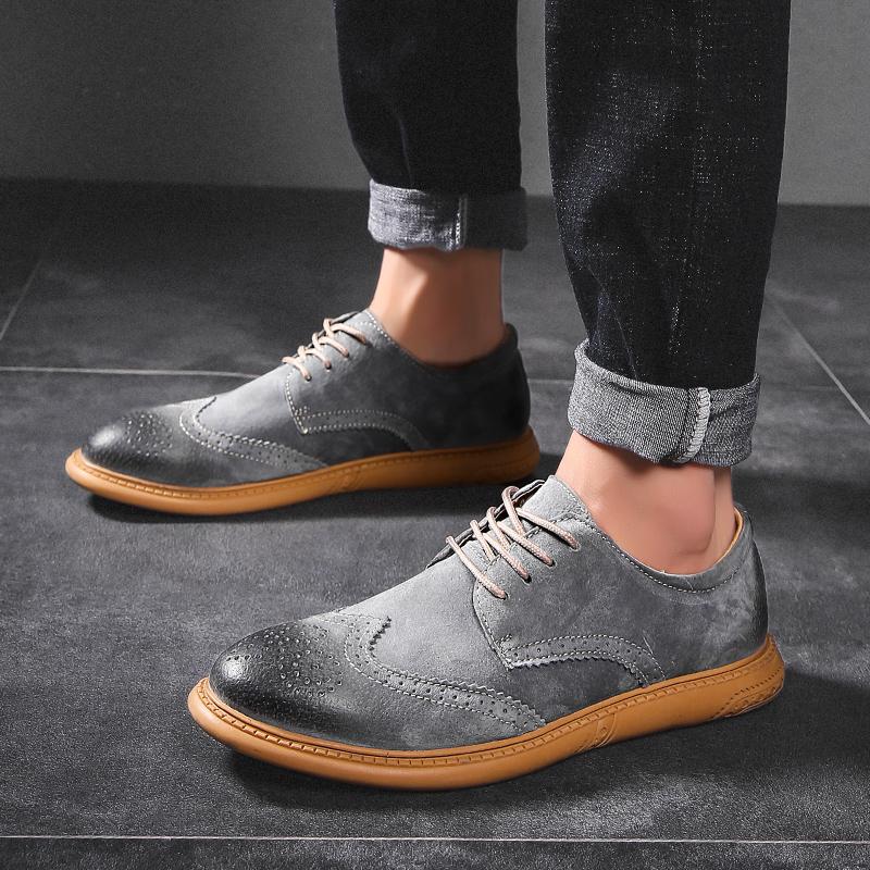 High Quality Men's Classic Block Oversized Casual Shoes Men's Suede Lace Up Casual Leather Shoes Fashion Comfortable Flat Shoes