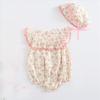 Romper Bodysuit Jumpsuit Summer Flower Floral Baby Newborn Hat Set Girls Pink 6Months [Misia Luxury] [27146-27155]