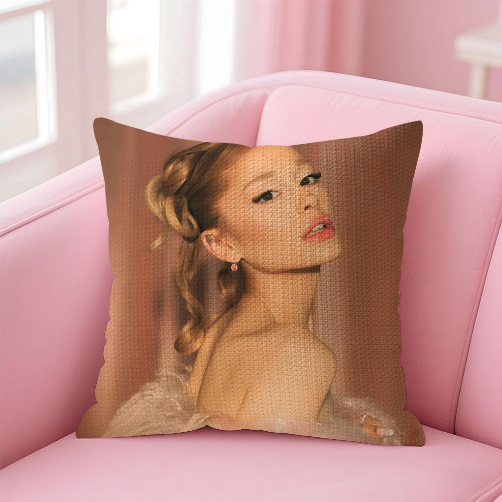 AAriana GrandeE Singer Cushion Cover Natural Linen Pillow Case DoubleSided Print Decorative Sofa Pillowcase Home Decor Gift