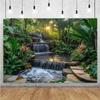 Forest Waterfall Wonderland Backdrop Supplies Rainforest Natural Scenery Background Banner Wall Party Decor Photography Props
